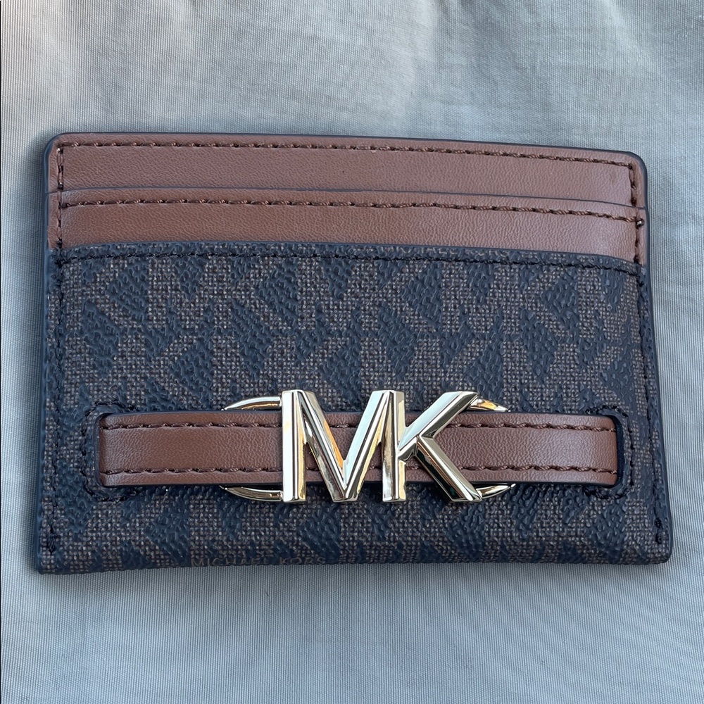 Michael Kors Black and Brown Card Holder - Never used!